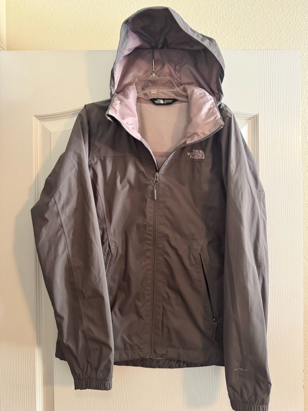 North Face Resolve - Womens Hooded Rain Jacket - Gray w/ Light Pink Lining